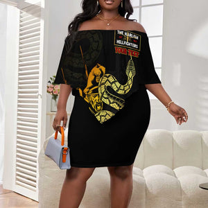 Harlem Hellfighters 369th Infantry Regiment Off Shoulder Short Dress Fight for Dignity WWII - African Pride