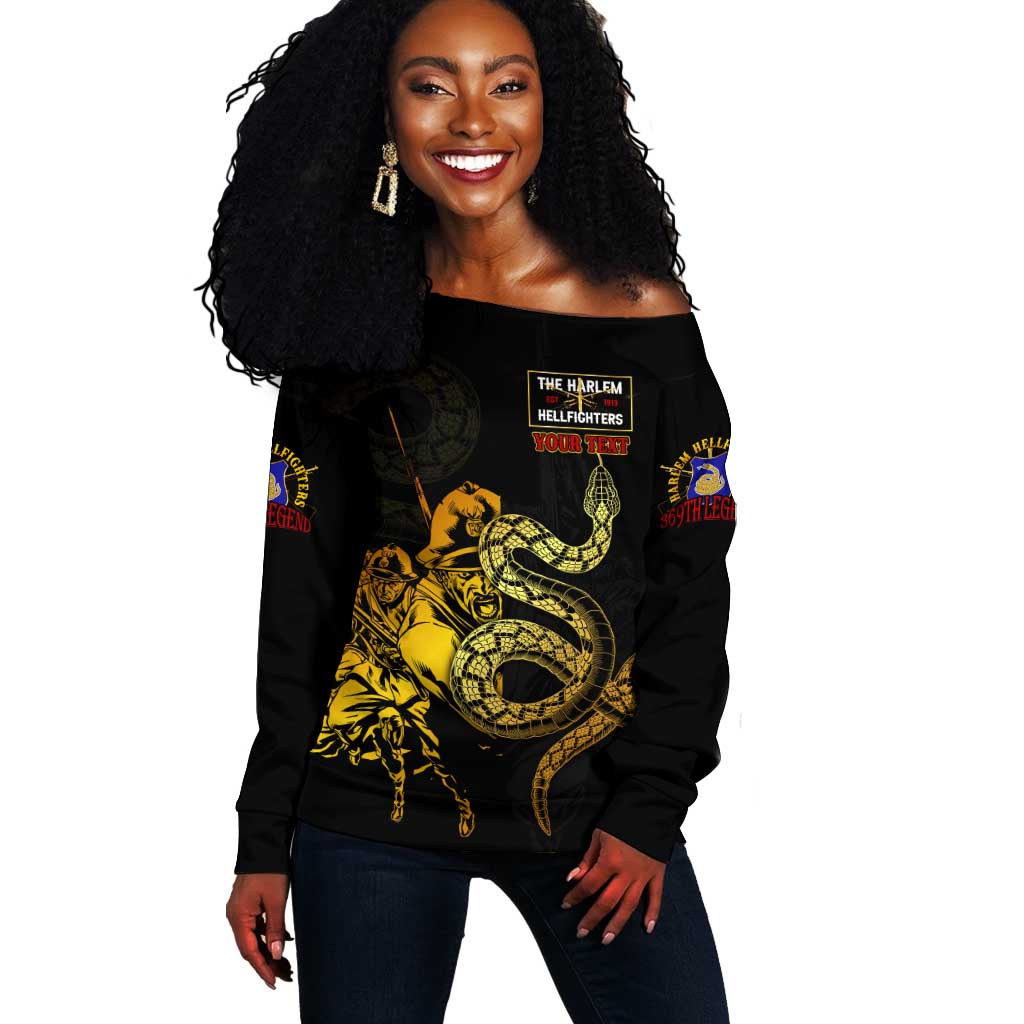 Harlem Hellfighters 369th Infantry Regiment Off Shoulder Sweater Fight for Dignity WWII - African Pride