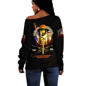 Harlem Hellfighters 369th Infantry Regiment Off Shoulder Sweater Fight for Dignity WWII - African Pride