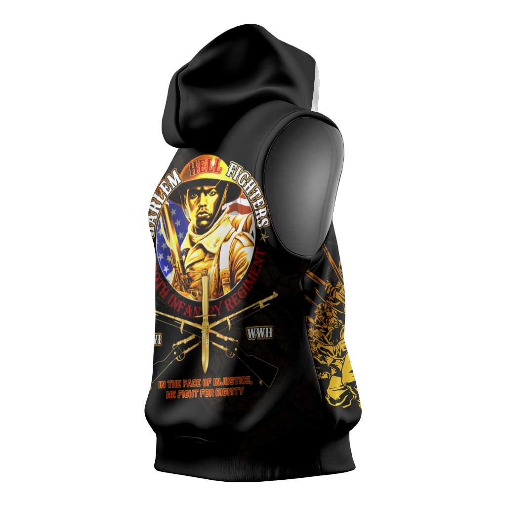 Harlem Hellfighters 369th Infantry Regiment Sleeveless Hoodie Fight for Dignity WWII - African Pride
