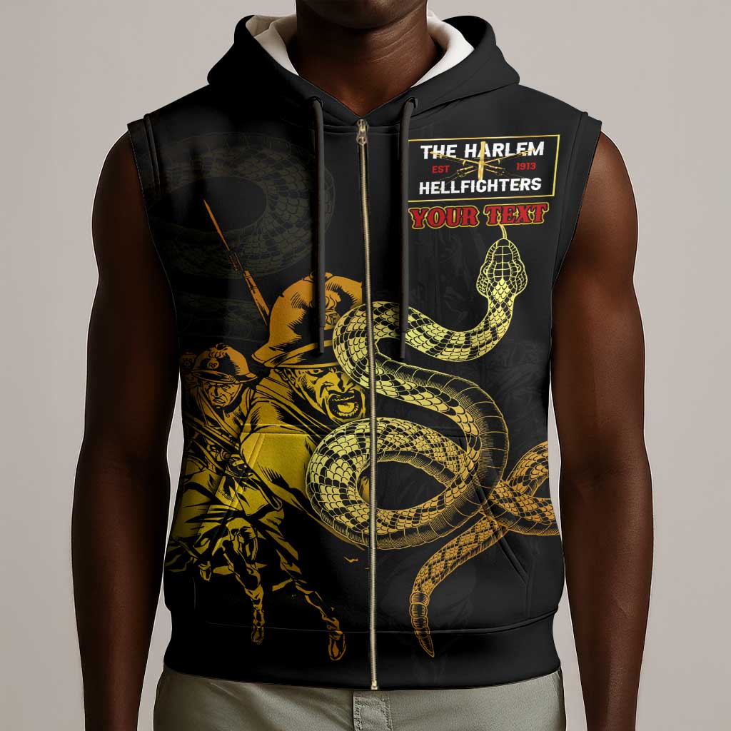 Harlem Hellfighters 369th Infantry Regiment Sleeveless Zip Hoodie Fight for Dignity WWII - African Pride