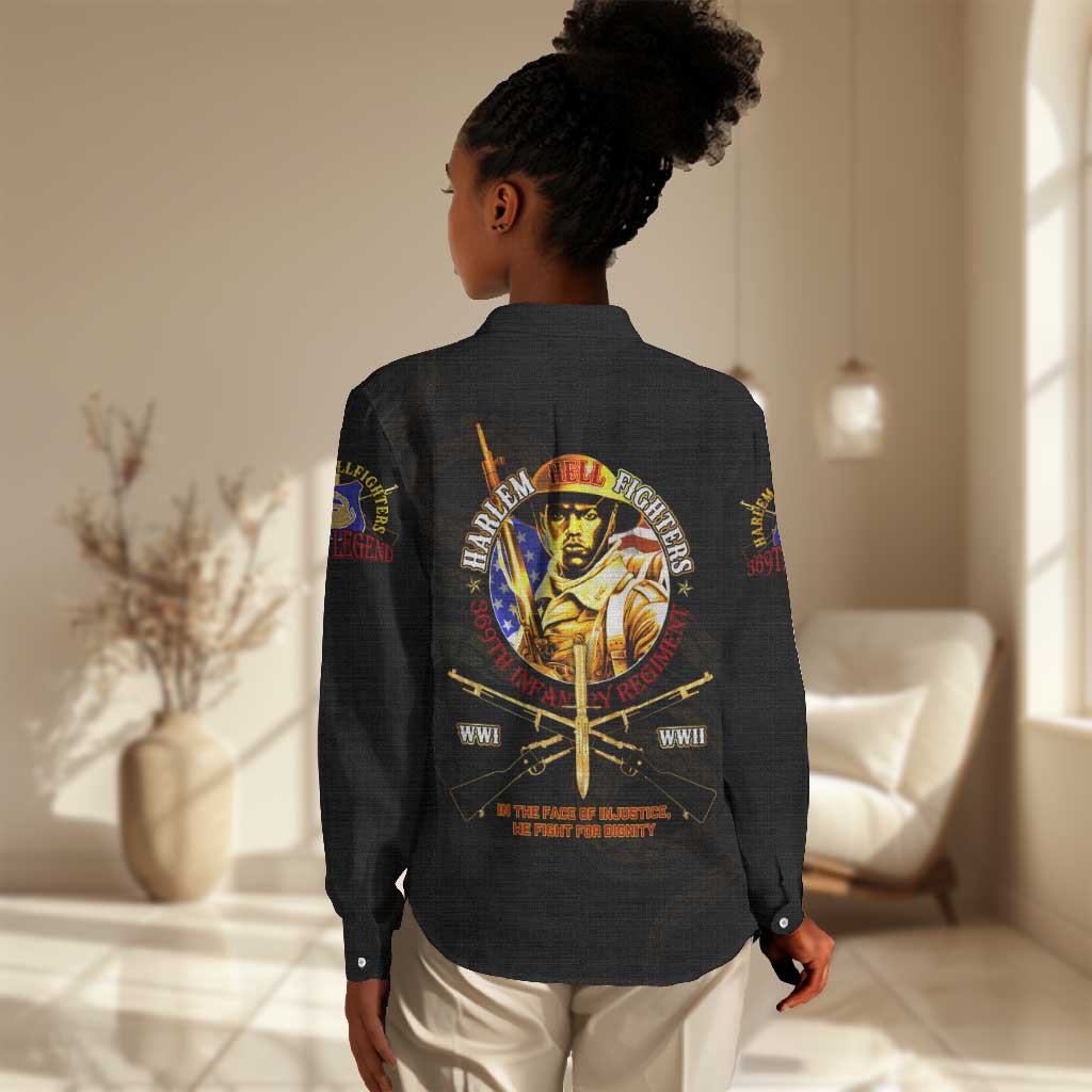 Harlem Hellfighters 369th Infantry Regiment Women Casual Shirt Fight for Dignity WWII - African Pride