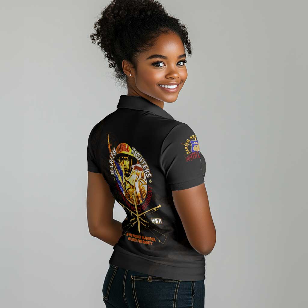 Harlem Hellfighters 369th Infantry Regiment Women Polo Shirt Fight for Dignity WWII - African Pride