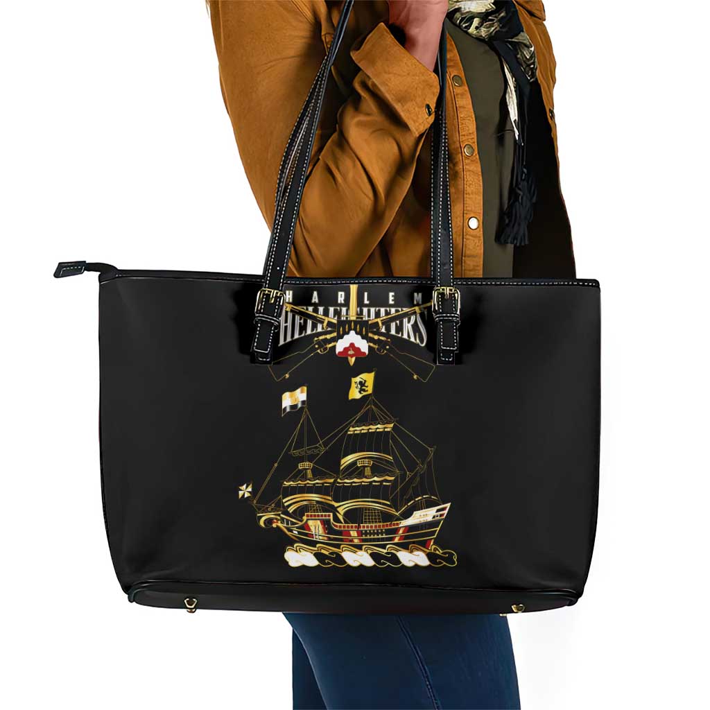 Harlem Hellfighters Leather Tote Bag 369th Regiment Legacy at Sea - African Pride