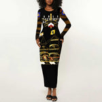 Harlem Hellfighters Long Sleeve Bodycon Dress 369th Regiment Legacy at Sea - African Pride