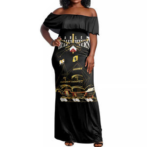 Harlem Hellfighters Off Shoulder Maxi Dress 369th Regiment Legacy at Sea - African Pride