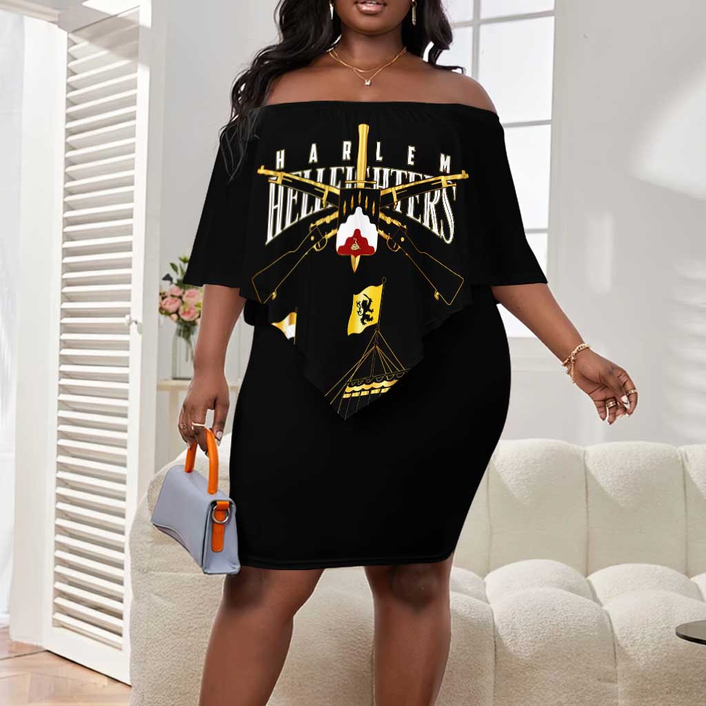 Harlem Hellfighters Off Shoulder Short Dress 369th Regiment Legacy at Sea - African Pride