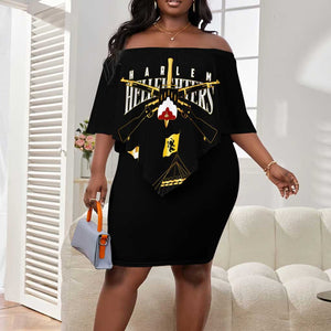 Harlem Hellfighters Off Shoulder Short Dress 369th Regiment Legacy at Sea - African Pride