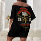 Harlem Hellfighters Off Shoulder Short Dress 369th Regiment Legacy at Sea - African Pride