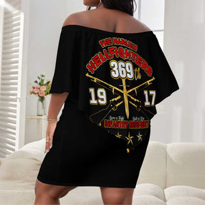 Harlem Hellfighters Off Shoulder Short Dress 369th Regiment Legacy at Sea - African Pride