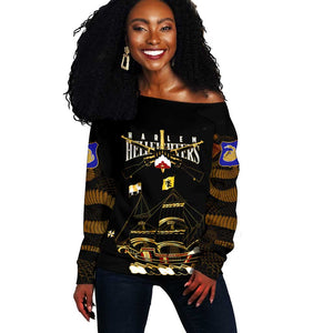 Harlem Hellfighters Off Shoulder Sweater 369th Regiment Legacy at Sea - African Pride