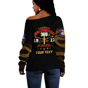 Harlem Hellfighters Off Shoulder Sweater 369th Regiment Legacy at Sea - African Pride