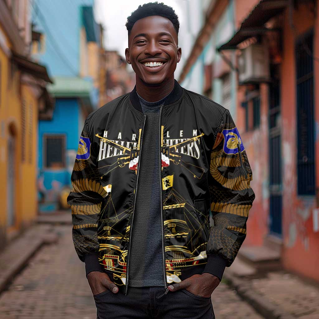 Harlem Hellfighters Sleeve Zip Bomber Jacket 369th Regiment Legacy at Sea - African Pride