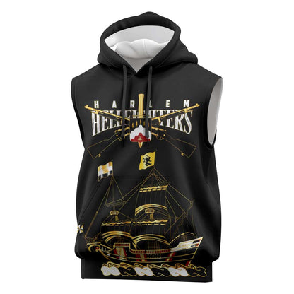 Harlem Hellfighters Sleeveless Hoodie 369th Regiment Legacy at Sea - African Pride