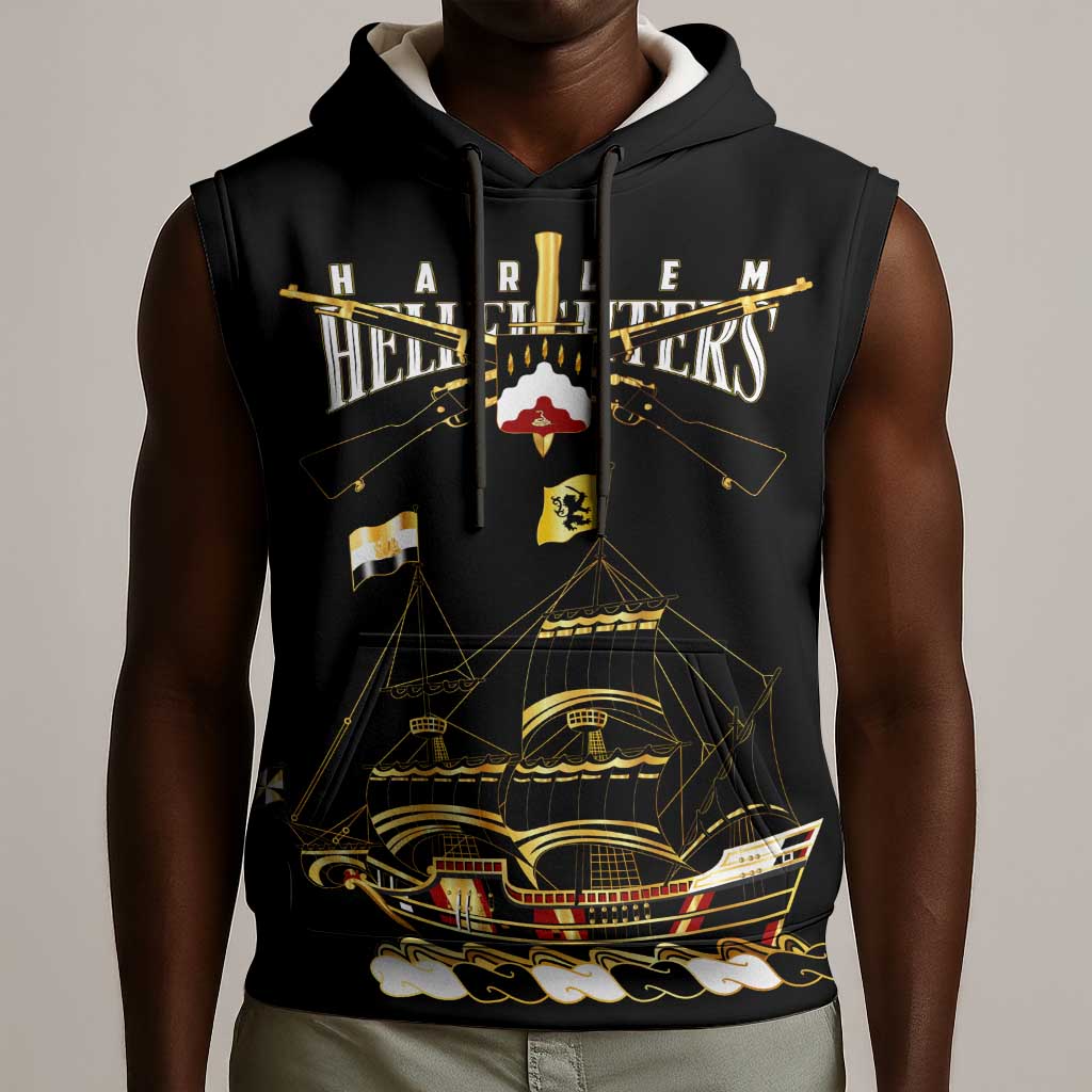 Harlem Hellfighters Sleeveless Hoodie 369th Regiment Legacy at Sea - African Pride