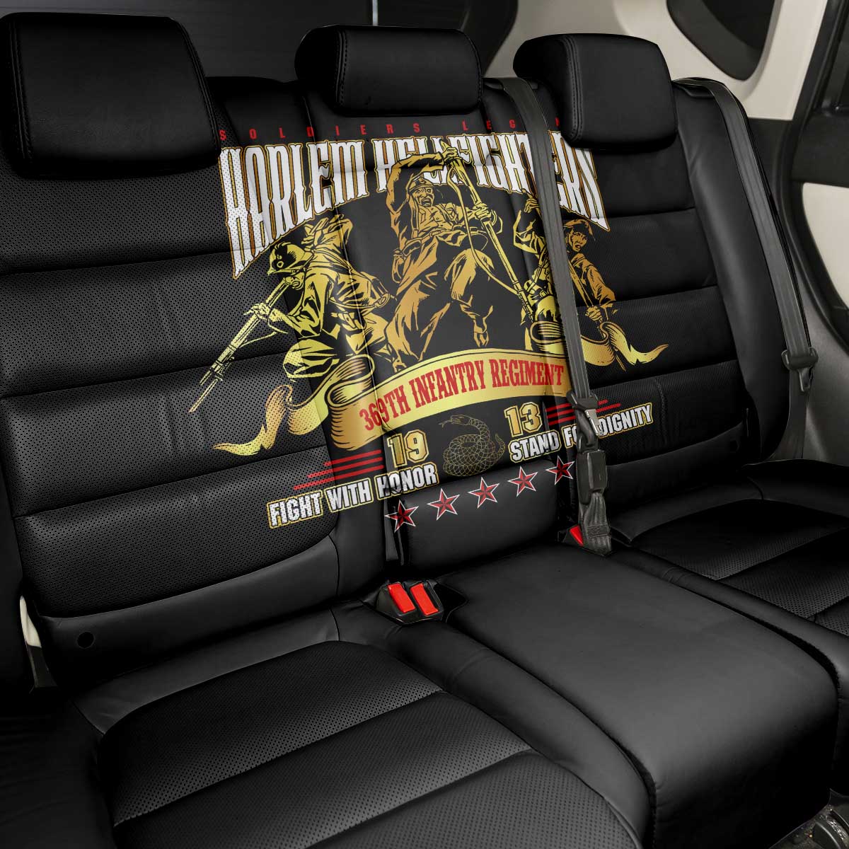 Harlem Hellfighters 1913 Back Car Seat Cover Fight with Honor, Stand for Dignity - 369th Infantry Regiment - African Pride