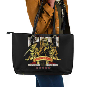 Harlem Hellfighters 1913 Leather Tote Bag Fight with Honor, Stand for Dignity - 369th Infantry Regiment - African Pride