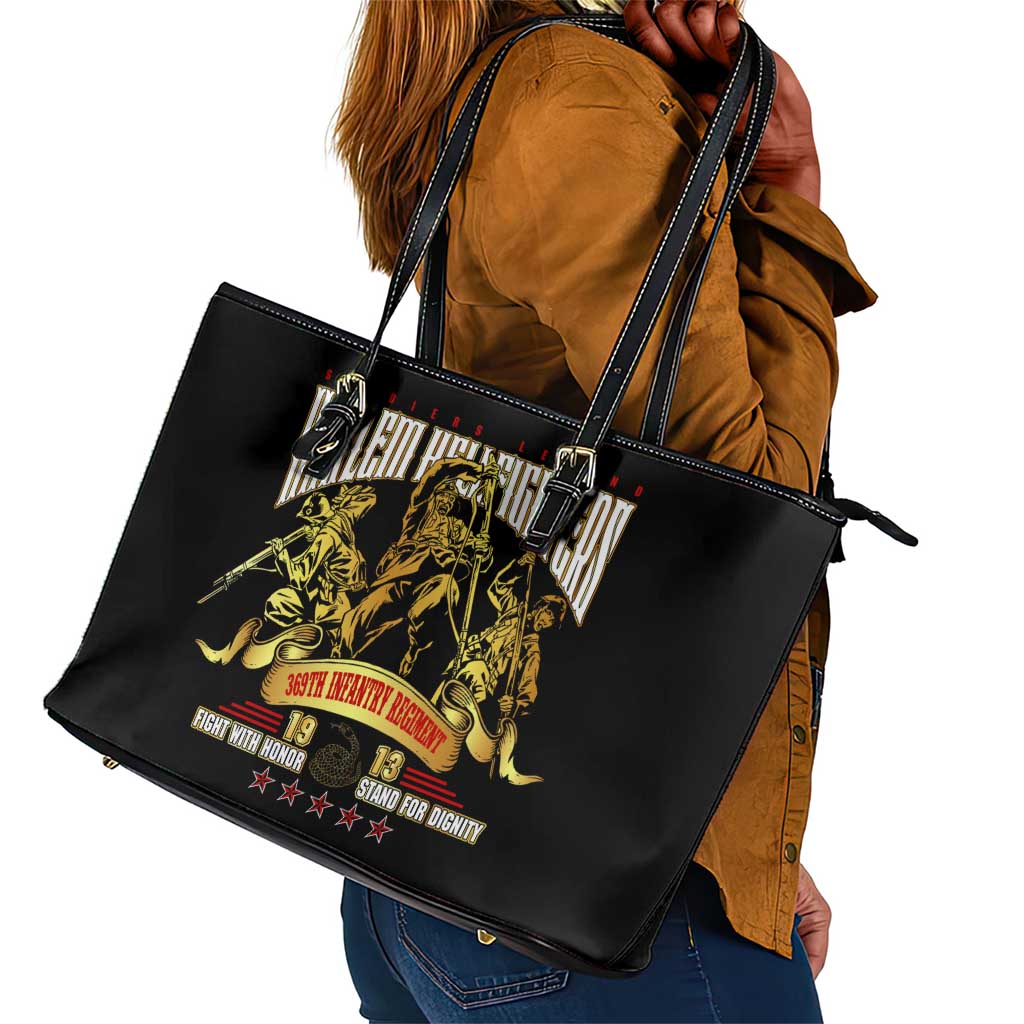 Harlem Hellfighters 1913 Leather Tote Bag Fight with Honor, Stand for Dignity - 369th Infantry Regiment - African Pride