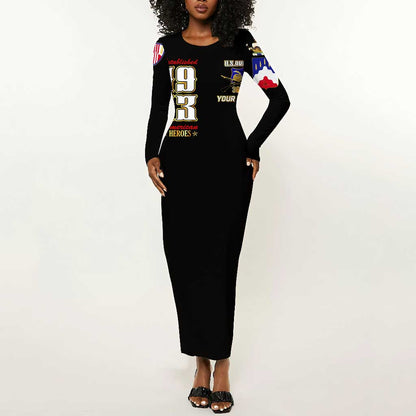 Harlem Hellfighters 1913 Long Sleeve Bodycon Dress Fight with Honor, Stand for Dignity - 369th Infantry Regiment - African Pride