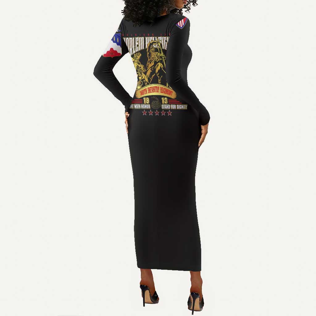 Harlem Hellfighters 1913 Long Sleeve Bodycon Dress Fight with Honor, Stand for Dignity - 369th Infantry Regiment - African Pride