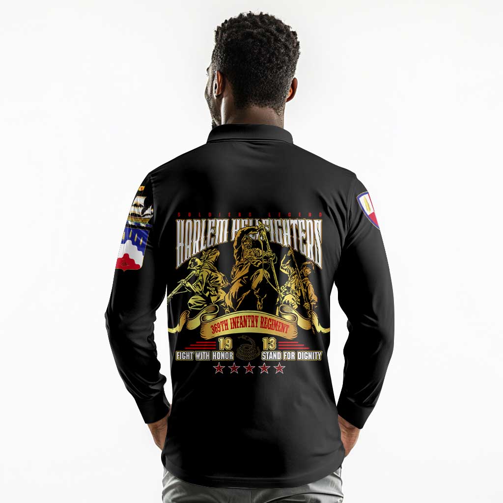 Harlem Hellfighters 1913 Long Sleeve Polo Shirt Fight with Honor, Stand for Dignity - 369th Infantry Regiment - African Pride