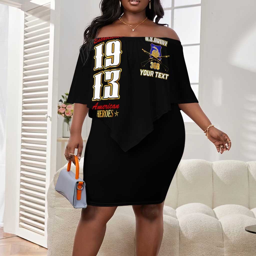 Harlem Hellfighters 1913 Off Shoulder Short Dress Fight with Honor, Stand for Dignity - 369th Infantry Regiment - African Pride