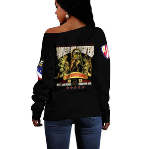 Harlem Hellfighters 1913 Off Shoulder Sweater Fight with Honor, Stand for Dignity - 369th Infantry Regiment - African Pride