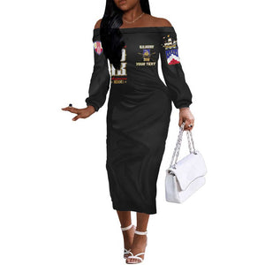 Harlem Hellfighters 1913 Off The Shoulder Long Sleeve Dress Fight with Honor, Stand for Dignity - 369th Infantry Regiment - African Pride