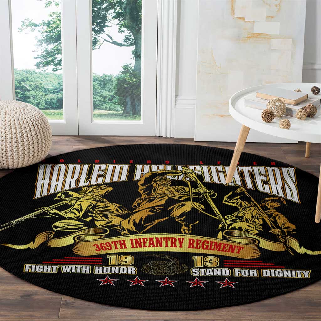 Harlem Hellfighters 1913 Round Carpet Fight with Honor, Stand for Dignity - 369th Infantry Regiment - African Pride