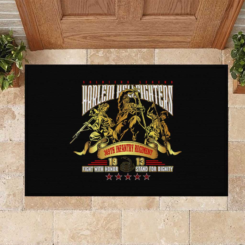 Harlem Hellfighters 1913 Rubber Doormat Fight with Honor, Stand for Dignity - 369th Infantry Regiment - African Pride