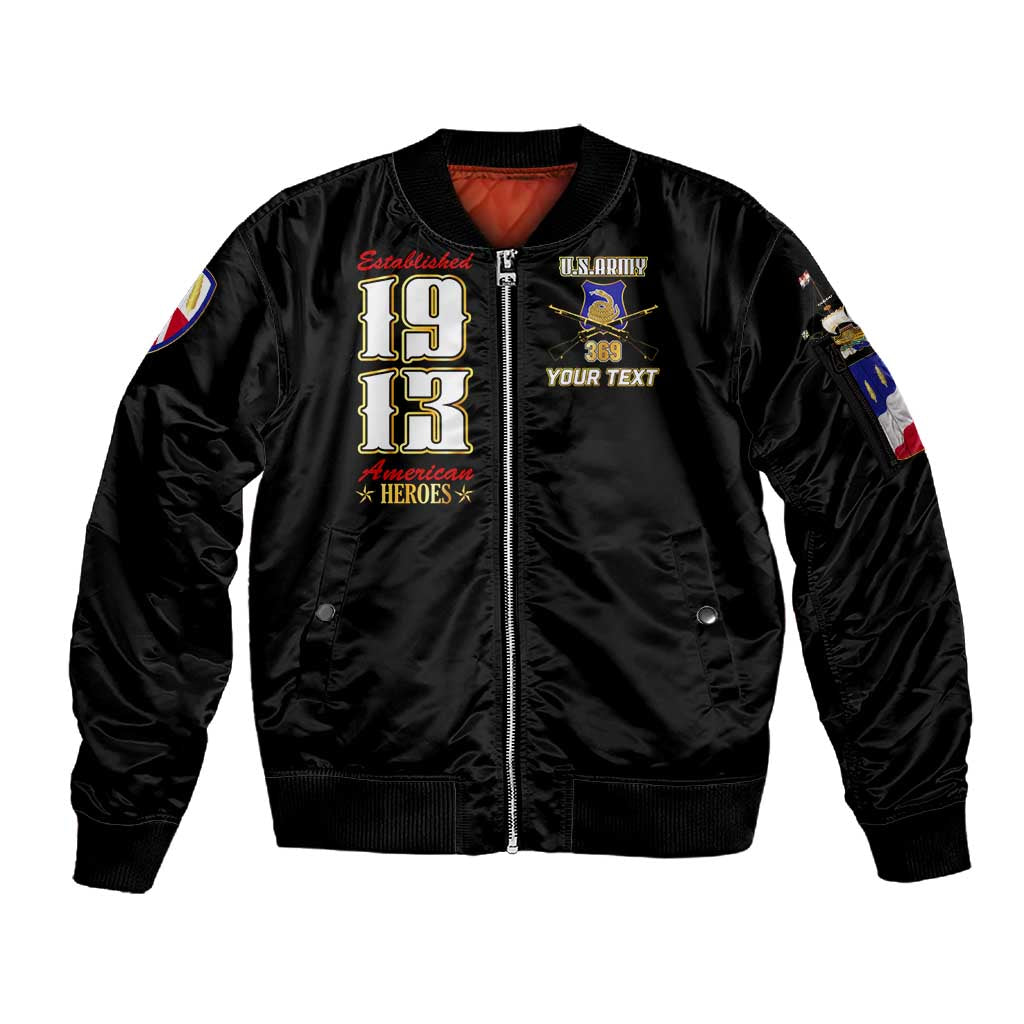 Harlem Hellfighters 1913 Sleeve Zip Bomber Jacket Fight with Honor, Stand for Dignity - 369th Infantry Regiment - African Pride