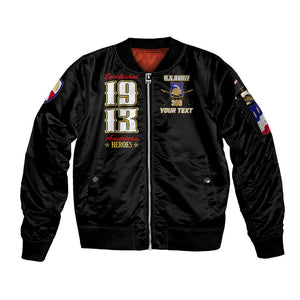 Harlem Hellfighters 1913 Sleeve Zip Bomber Jacket Fight with Honor, Stand for Dignity - 369th Infantry Regiment - African Pride