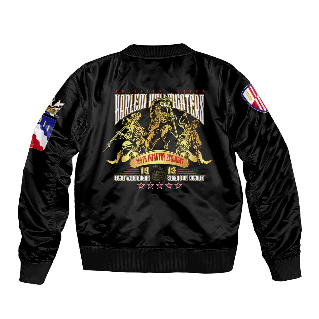 Harlem Hellfighters 1913 Sleeve Zip Bomber Jacket Fight with Honor, Stand for Dignity - 369th Infantry Regiment - African Pride