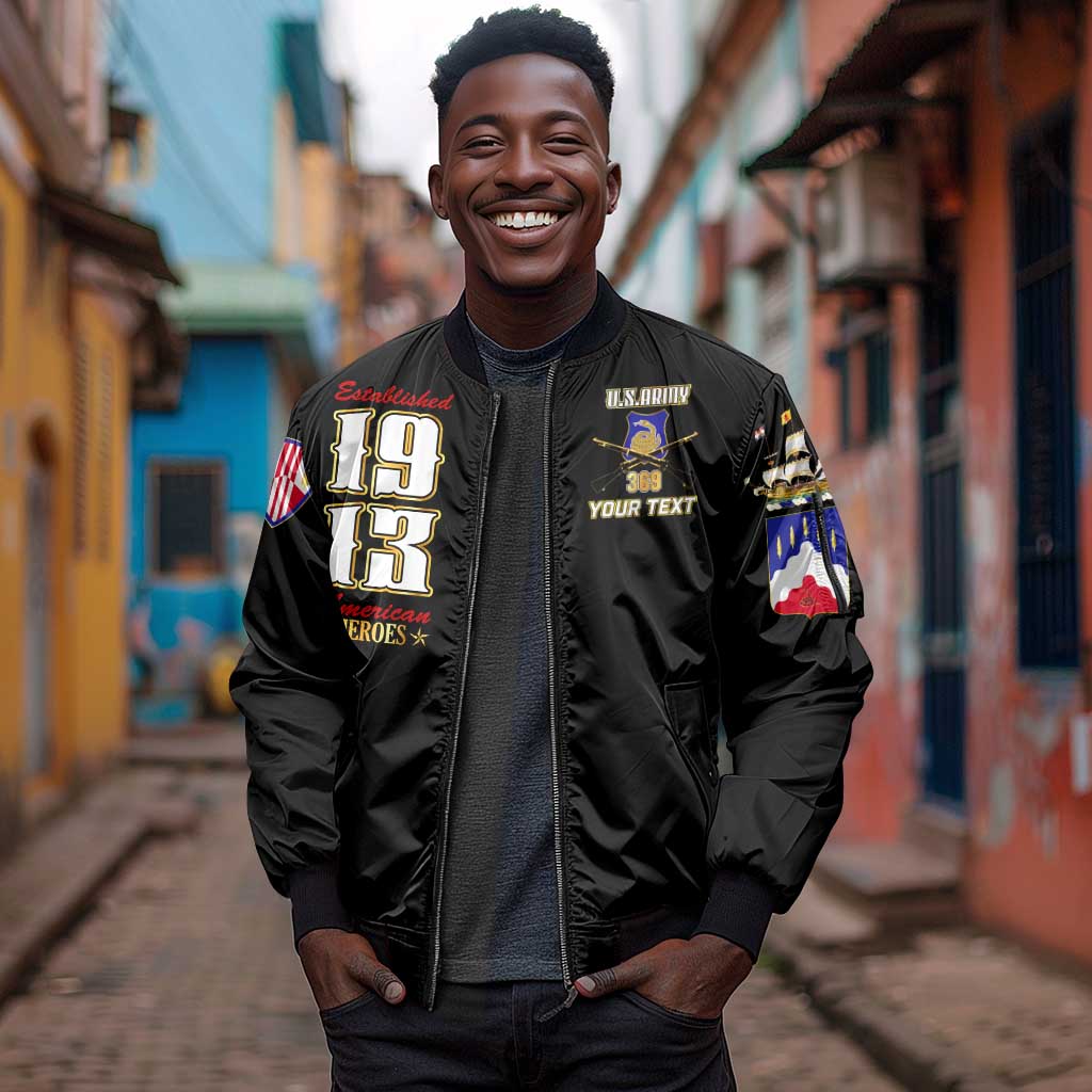 Harlem Hellfighters 1913 Sleeve Zip Bomber Jacket Fight with Honor, Stand for Dignity - 369th Infantry Regiment - African Pride