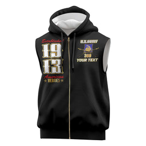 Harlem Hellfighters 1913 Sleeveless Zip Hoodie Fight with Honor, Stand for Dignity - 369th Infantry Regiment - African Pride