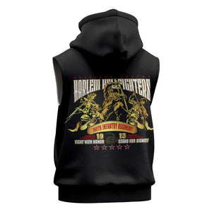 Harlem Hellfighters 1913 Sleeveless Zip Hoodie Fight with Honor, Stand for Dignity - 369th Infantry Regiment - African Pride