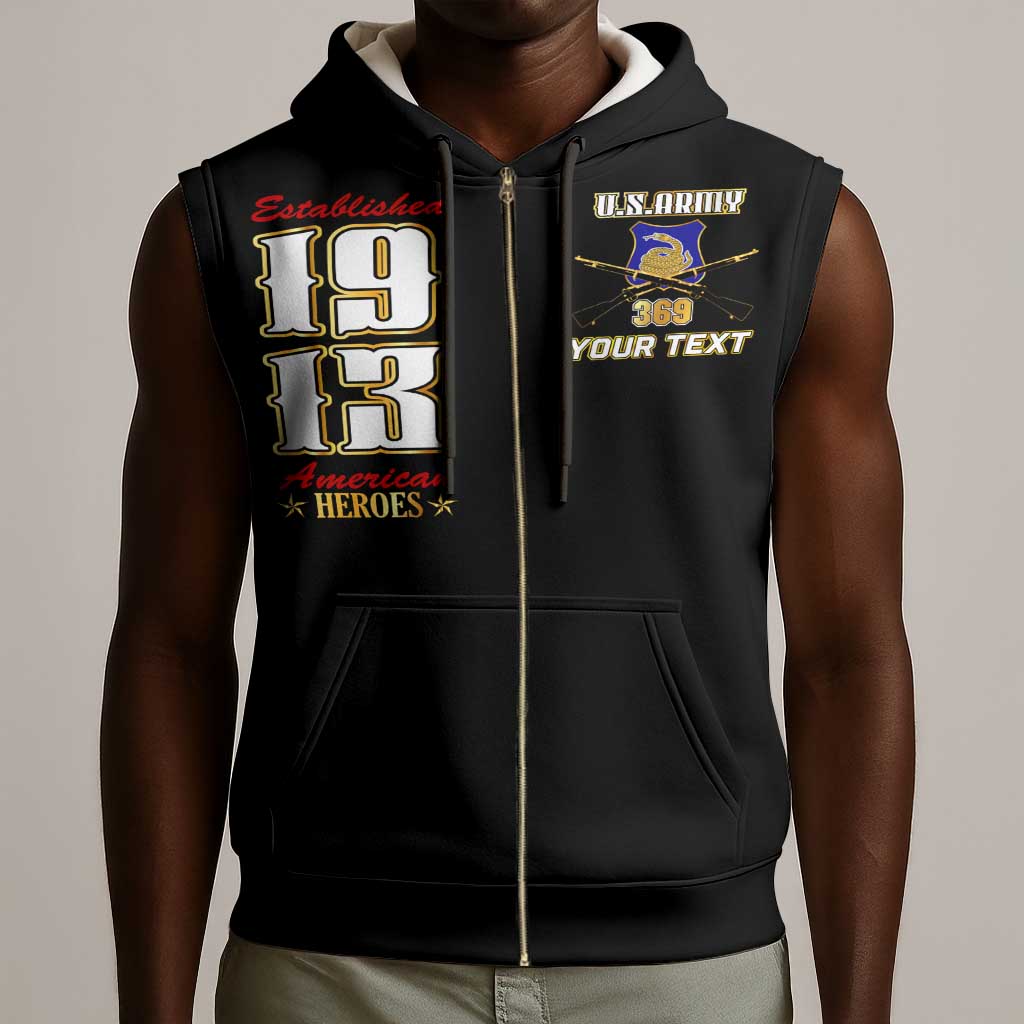 Harlem Hellfighters 1913 Sleeveless Zip Hoodie Fight with Honor, Stand for Dignity - 369th Infantry Regiment - African Pride