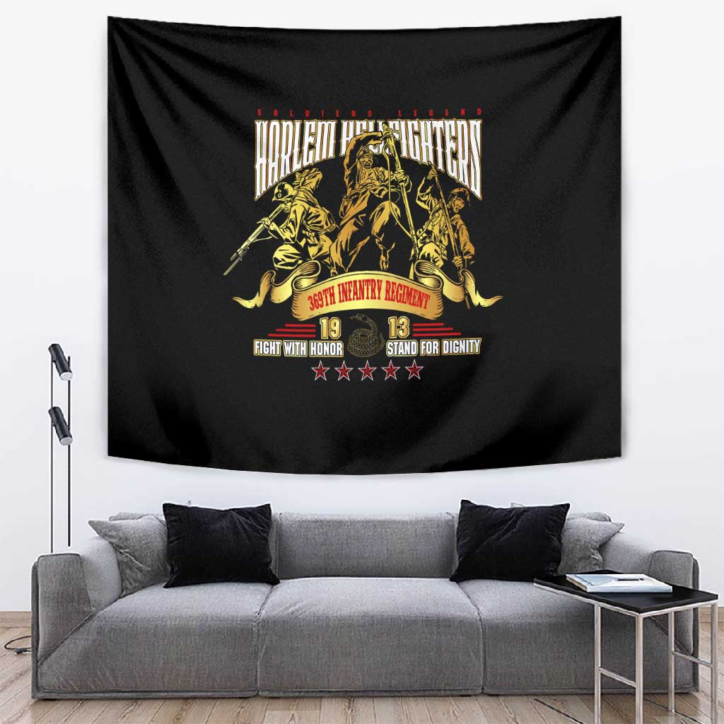 Harlem Hellfighters 1913 Tapestry Fight with Honor, Stand for Dignity - 369th Infantry Regiment - African Pride