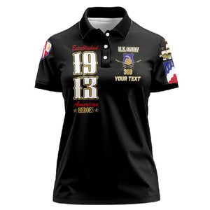 Harlem Hellfighters 1913 Women Polo Shirt Fight with Honor, Stand for Dignity - 369th Infantry Regiment - African Pride