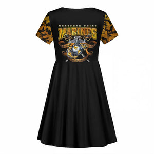Montford Point Marines Kid Short Sleeve Dress Afro Black History Tribute - African Pride