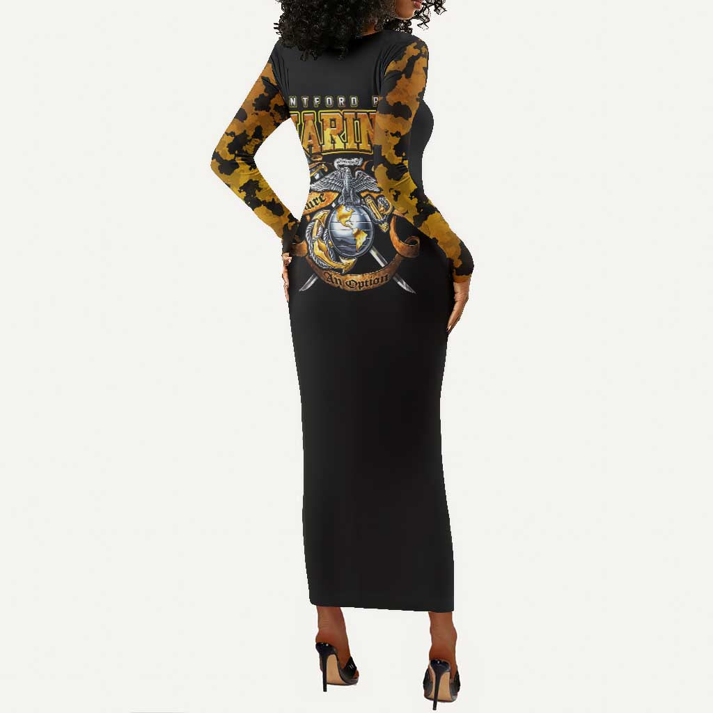 Montford Point Marines Long Sleeve Bodycon Dress Afro Black History Tribute - African Pride