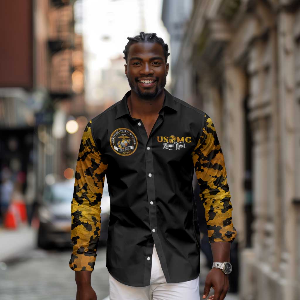 Montford Point Marines Long Sleeve Button Shirt Afro Black History Tribute DT02