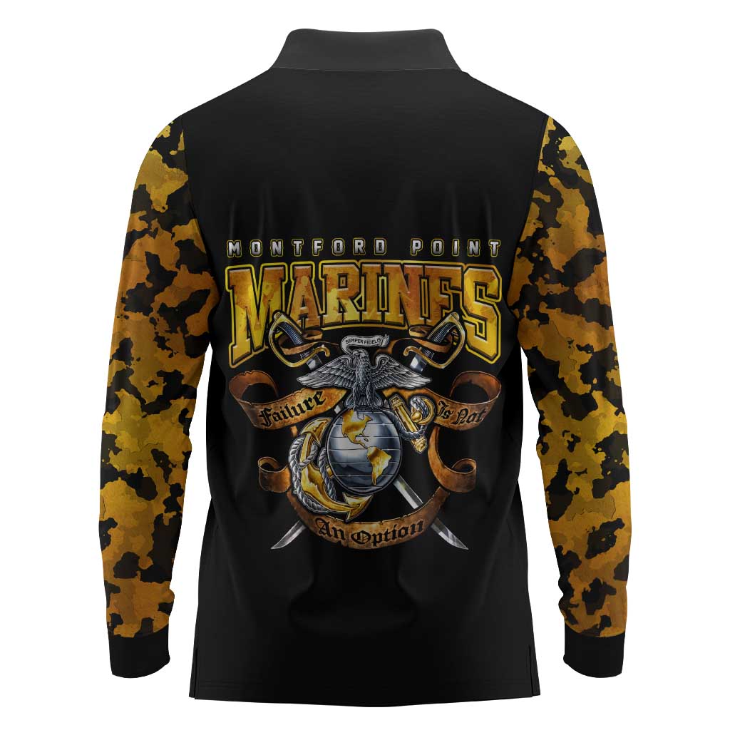 Montford Point Marines Long Sleeve Polo Shirt Afro Black History Tribute - African Pride