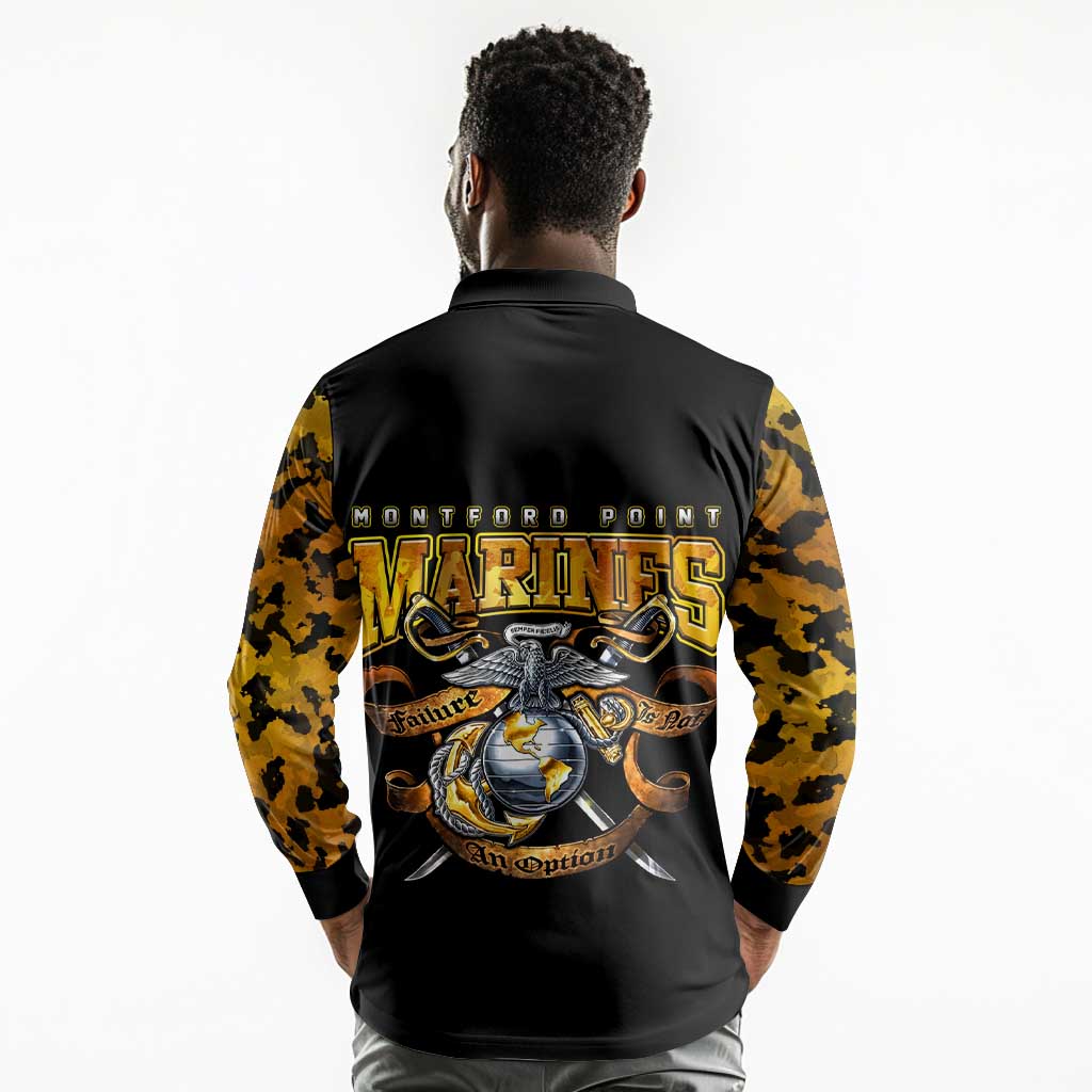 Montford Point Marines Long Sleeve Polo Shirt Afro Black History Tribute - African Pride