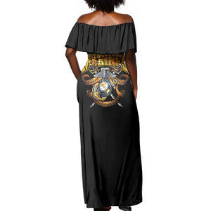 Montford Point Marines Off Shoulder Maxi Dress Afro Black History Tribute - African Pride