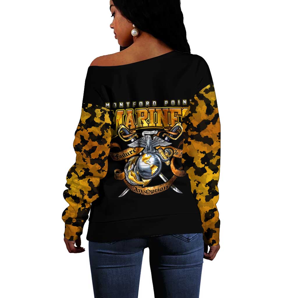 Montford Point Marines Off Shoulder Sweater Afro Black History Tribute - African Pride