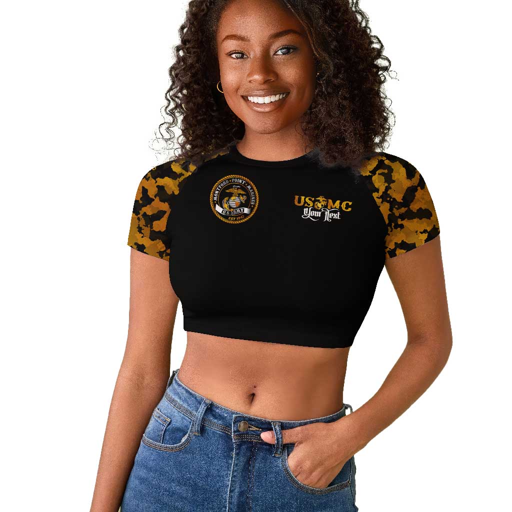 Montford Point Marines Raglan Cropped T shirt Afro Black History Tribute - African Pride