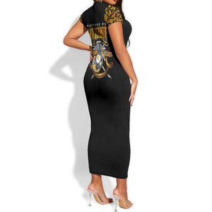 Montford Point Marines Short Sleeve Bodycon Dress Afro Black History Tribute - African Pride