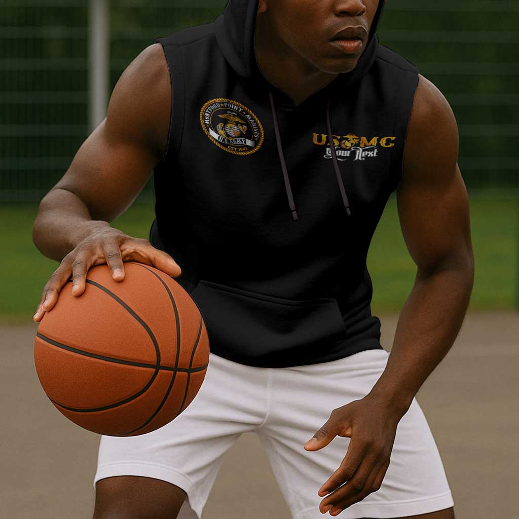 Montford Point Marines Sleeveless Hoodie Afro Black History Tribute - African Pride