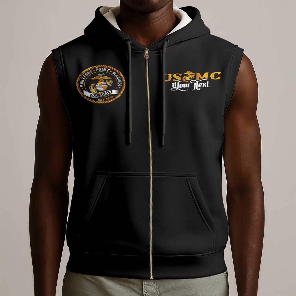 Montford Point Marines Sleeveless Zip Hoodie Afro Black History Tribute - African Pride